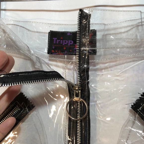 Vintage 90’s  NYC Clear PVC Plastic mini skirt with front Zip RARE - Picture 6 of 10